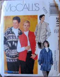 2411 MCCALLS HIM HER UNLINED ZIPPY HOODED JACKET, VEST PATTERN S-LG; XL - XXLG CHOICE